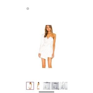 NWT $238 NBD Vanity One Shoulder Satin Mini Dress In White Size Medium